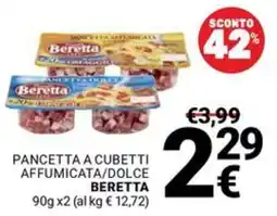 Supermercati Gulliver Pancetta a cubetti affumicata/dolce Beretta offerta
