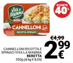 Supermercati Gulliver Cannelloni Ricotta e Spinaci Viva la Mamma Beretta offerta