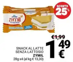 Supermercati Gulliver SNACK AL LATTE SENZA LATTOSIO ZYMIL offerta