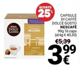 Supermercati Gulliver Capsule di caffè Dolce Gusto Nescafé Milano offerta