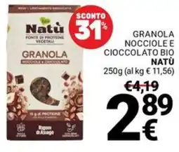 Supermercati Gulliver Granola Nocciole e Cioccolato Natù offerta