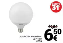 Supermercati Gulliver LAMPADINA GLOBO C E27 18W NEOS offerta