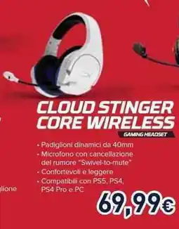 Unieuro Hyperx cloud stinger core wireless offerta