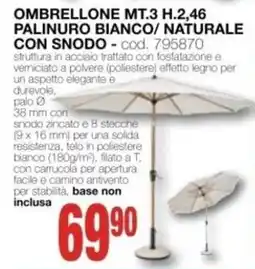 Mondo Brico OMBRELLONE MT.3 H.2,46 PALINURO BIANCO/NATURALE offerta