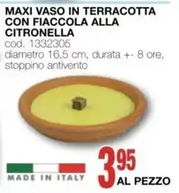 Mondo Brico MAXI VASO IN TERRACOTTA CON FIACCOLA ALLA CITRONELLA offerta