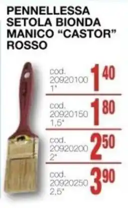 Mondo Brico PENNELLESSA SETOLA BIONDA MANICO "CASTOR" ROSSO offerta