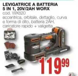 Mondo Brico LEVIGATRICE A BATTERIA 5 IN 1, 20V/2AH WORX offerta