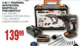Mondo Brico WORX 3 in 1 Trapano, Avvitatore, Martello Pneumatico offerta