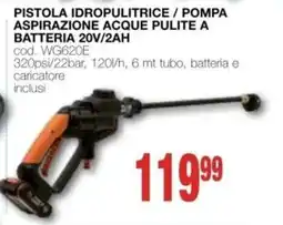 Mondo Brico PISTOLA IDROPULITRICE / POMPA ASPIRAZIONE ACQUE PULITE A BATTERIA offerta