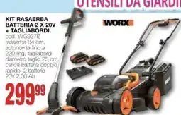 Mondo Brico WORX KIT RASAERBA BATTERIA 2 X 20V + TAGLIABORDI offerta