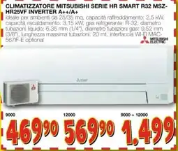 Mondo Brico Climatizzatore Mitsubishi Serie HR Smart R32 offerta
