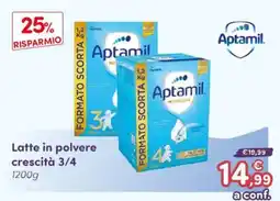 B di Bimbi Latte in polvere crescità 3/4 Aptamil offerta
