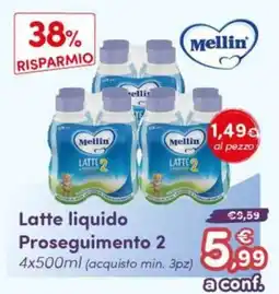 B di Bimbi Latte liquido Proseguimento 2 Mellin offerta