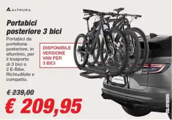 Portabici posteriore 3 biciclette ALTHURA