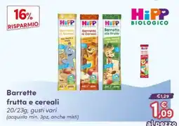 B di Bimbi Barrette frutta e cereali HiPP Biologico offerta