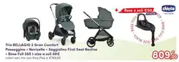 B di Bimbi Trio BELLAGIO 2 Gran Comfort Passeggino + Navicella + Seggiolino First Seat Recline + Base Full 360 l-size a soli offerta