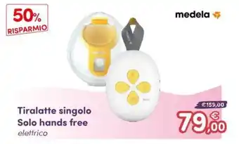 B di Bimbi Tiralatte singolo Solo hands free elettrico medela offerta