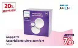 B di Bimbi Coppette Assorbilatte ultra comfort Philips Avent offerta