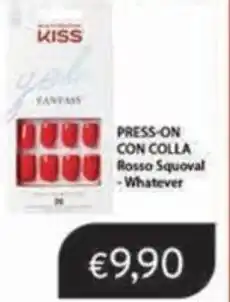 Sirene Blu KISS Press-On con colla Rosso Squoval - Whatever offerta