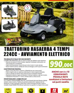 Orizzonte Trattorino Rasaerba 4 Tempi 224cc - Avviamento Elettrico KOMBO PRO RIDEON224 offerta