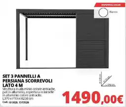 Brico Io SET 3 PANNELLI A PERSIANA SCORREVOLI LATO 4 M offerta