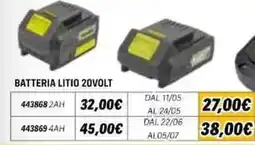 Orizzonte Batteria litio 20volt 443868 2AH offerta