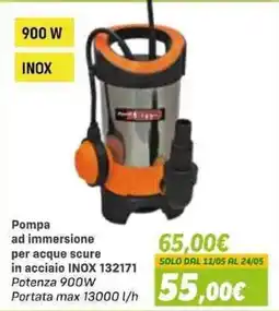 Orizzonte Pompa ad immersione per acque scure in acciaio INOX 132171 offerta