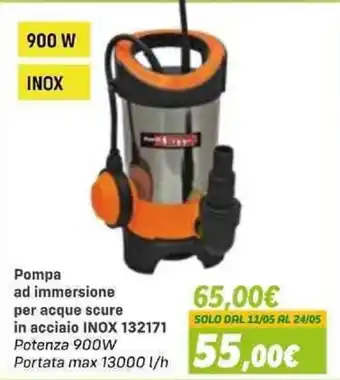 Pompa ad immersione per acque scure in acciaio INOX 132171