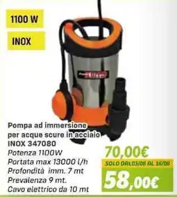 Orizzonte Pompa ad immersione INOX 347080 offerta