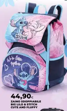 Extracoop ZAINO SDOPPIABILE BIG LILO & STITCH CUTE AND FLUFFY offerta