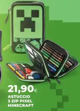 Extracoop ASTUCCIO 3 ZIP PIXEL MINECRAFT offerta