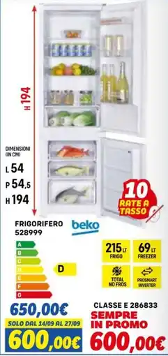 Orizzonte FRIGORIFERO beko offerta