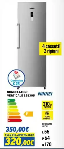 Orizzonte Congelatore Verticale 528305 Nikkei offerta