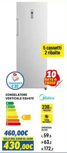 Orizzonte Congelatore Verticale 526470 Midea offerta