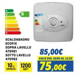 Orizzonte Scaldabagno ecofix sopra lavello offerta