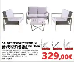 Brico Io SALOTTINO DA ESTERNO IN ACCIAIO E PLASTICA SOFFIATA IN ACCIAIO / RESINA offerta