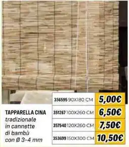 Orizzonte TAPPARELLA CINA tradizionale in cannette di bambù con Ø 3-4 mm offerta
