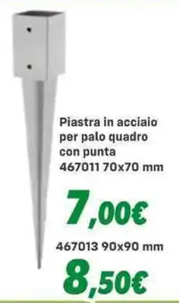 Orizzonte Piastra in acciaio per palo quadro con punta offerta
