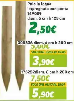 Orizzonte Palo in legno impregnato con punta offerta
