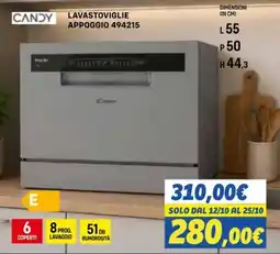 Orizzonte LAVASTOVIGLIE APPOGGIO 494215 CANDY offerta