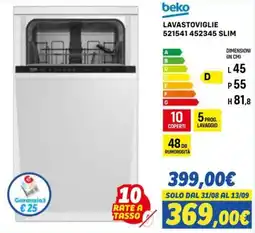 Orizzonte Lavastoviglie Beko 521541 452345 Slim offerta