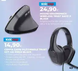 Extracoop Mouse ergonomico wireless Trust Bayo II Black offerta