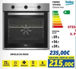 Orizzonte FORNO 470456 Colore Inox Beko offerta
