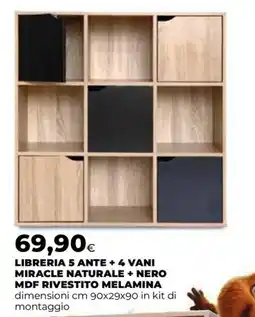 Extracoop LIBRERIA 5 ANTE + 4 VANI MIRACLE NATURALE + NERO offerta