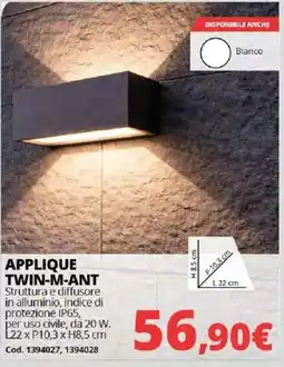 Brico Io APPLIQUE TWIN-M-ANT offerta