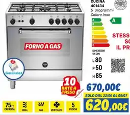 Orizzonte CUCINA 401434 5 programmi Colore Inox offerta