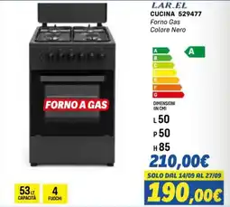Orizzonte Lar.el cucina 529477 forno gas colore nero offerta