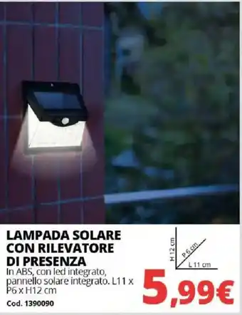 LAMPADA SOLARE CON RILEVATORE DI PRESENZA