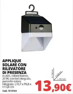 Brico Io APPLIQUE SOLARE CON RILEVATORE DI PRESENZA offerta