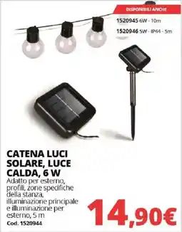 Brico Io CATENA LUCI SOLARE, LUCE CALDA, 6 W offerta